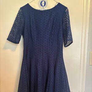 Danny & Nicole Lace Navy Midi Dress